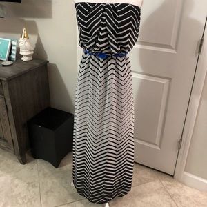 Jodi Kristopher strapless stripped dress